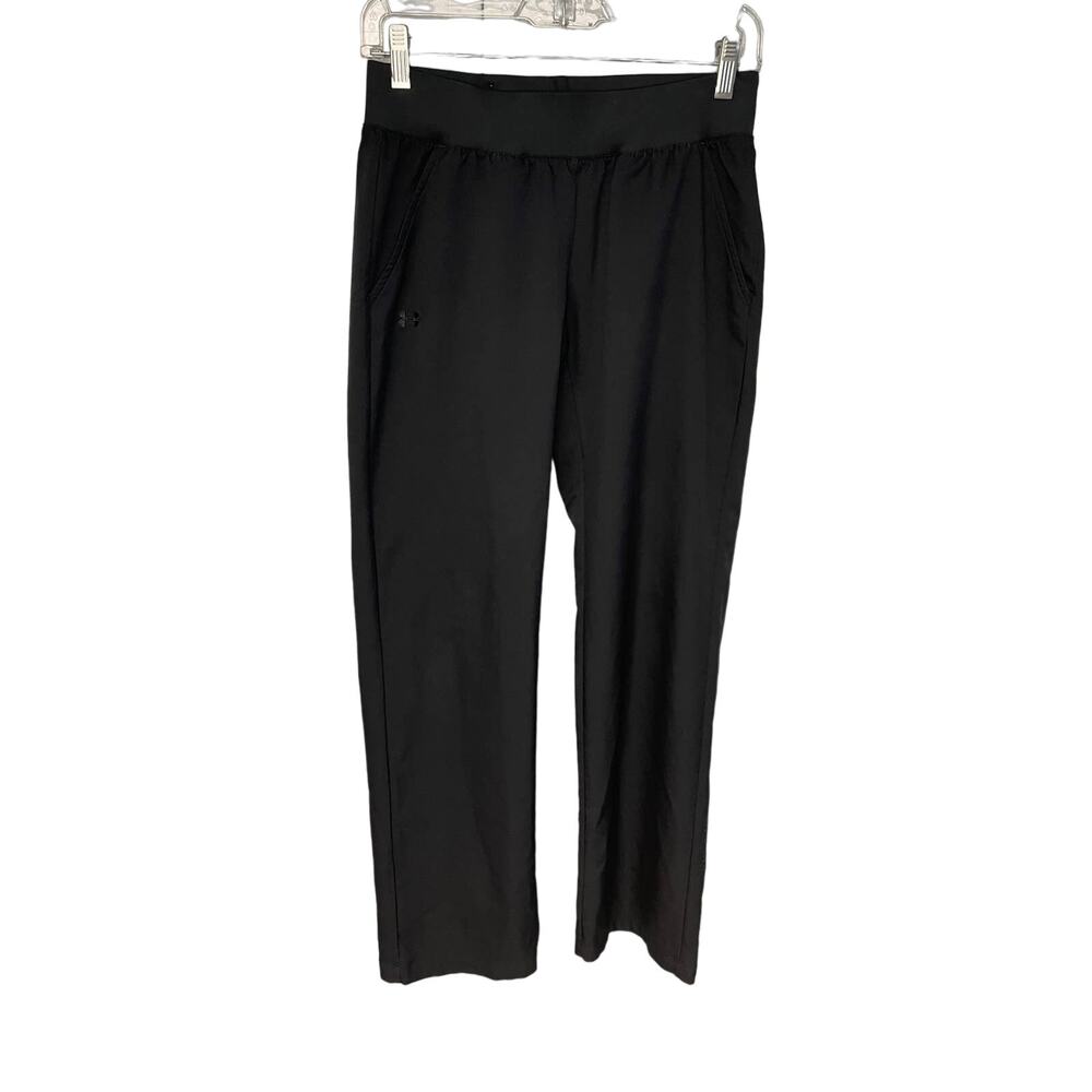 Under Armour black drawstring pull on stretch pants pockets women's size XS
